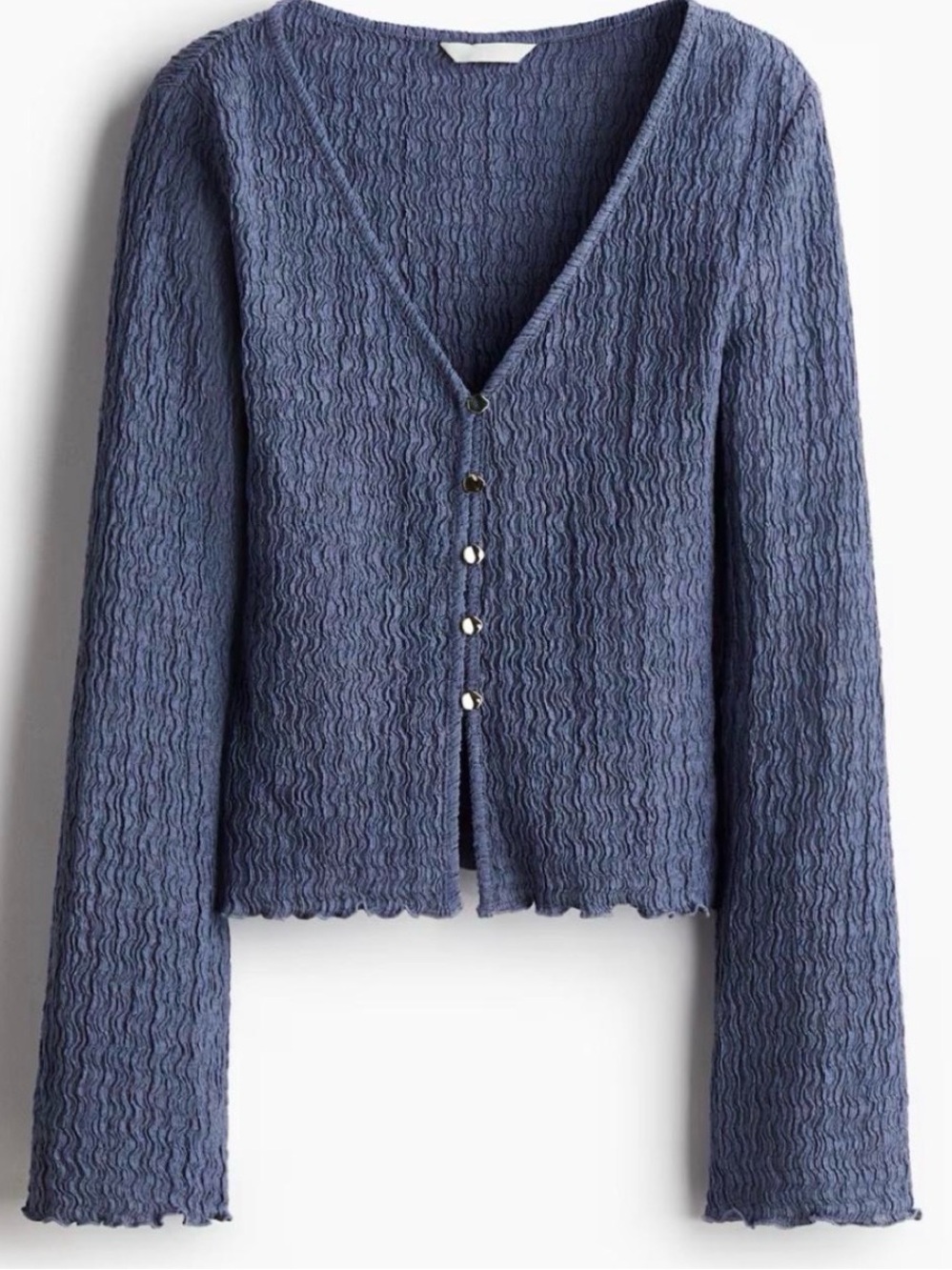 H&M Blue Texturedrr Long Sleeve Top